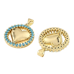 Brass Micro Pave Sky Blue Cubic Zirconia Pendants&nbsp;CU-CBA6938-07G-06