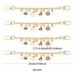 4Pcs 4 Styles Alloy Rhinestone with Acrylic Pearl Bead Charm Cable Chain Bag Decorative Chains&nbsp;HJEW-FS00060-02