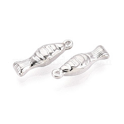 304ステンレススチール製魚チャーム  ステンレス鋼色  14x4x3mm  穴：0.9mm&nbsp;STAS-T069-05P