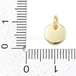 真鍮製チャーム  丸カン付き  18KGP本金メッキ  鉛フリー＆カドミウムフリー  長持ちメッキ  ラックめっき  フラットラウンド  8x1.5mm  穴：3.4mm&nbsp;KK-L251-41G-C01