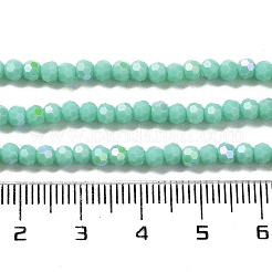 オペークガラスビーズ連売り  ファセット（32ファセット）  ラウンド  アクアマリン  3mm  穴：0.8mm  約163~166個/連  50~51cm&nbsp;EGLA-A035-P3mm-L14