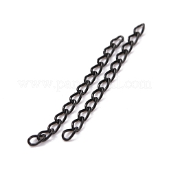 イオンプレーティング(IP) 304 ステンレススチールカーブチェーンエクステンダー  ブラック  22~25mm  リンク：3x1.6x0.4mm&nbsp;STAS-WH0032-02A-EB