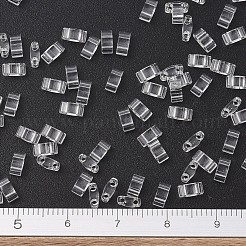 MIYUKIハーフティラビーズ  日本製シードビーズ  2の穴  （htl131)クリスタル  5x2.3x1.9mm  穴：0.8mm  約1250個/50g&nbsp;SEED-X0054-HTL131