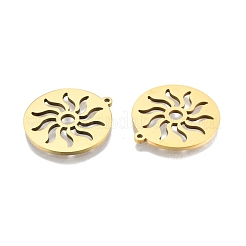 イオンプレーティング（IP）201ステンレスペンダント  太陽とフラットラウンド  18KGP本金メッキ  27x25x1.5mm  穴：1.4mm&nbsp;STAS-N098-109LG