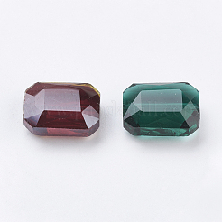 電気メッキガラスビーズ  多面カット  長方形  ミックスカラー  18x13x6mm  穴：1mm&nbsp;X-EGLA-H002-A-M