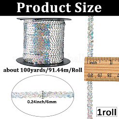 PVCスパンコールビーズ1ロール  衣服アクセサリー用  ゲインボロ  1/4インチ（6mm）  約100.00ヤード（91.44m）/ロール&nbsp;DIY-SP0005-27B