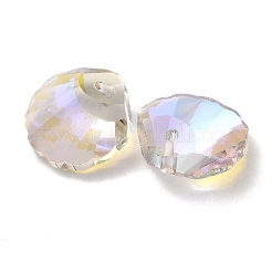 電気メッキガラスチャーム  バックメッキ  多面カット  シェルチャーム  透明  16x16x7mm  穴：1.4mm&nbsp;GLAA-A008-06D