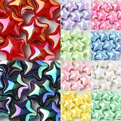 UVメッキプラスチックビーズ10個  虹色の  スター  ゴーストホワイト  22x22mm  穴：2.8mm&nbsp;SACR-YW0001-86A