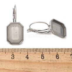 304ステンレススチールフレンチフックピアスファインディング  長方形トレイ付き  ステンレス鋼色  27x12mm  ピン：0.8mm&nbsp;STAS-C117-12A-P