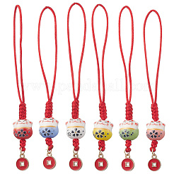 6Pcs Handmade Porcelain Pendant Decorations&nbsp;HJEW-JM04721