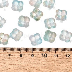 透明なガラスビーズを電気  キラキラパウダーをつけた花  ライトスカイブルー  11.5~12x11.5~12x6mm  穴：1.4mm  約1369個/1000g&nbsp;GLAA-A045-03H