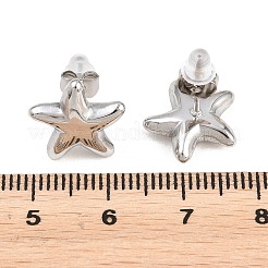 女性用304ステンレススチールスタッドピアス  スター  ステンレス鋼色  13.5x13mm&nbsp;EJEW-A160-01P