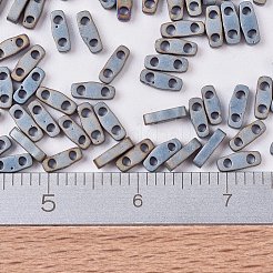 MIYUKIクォーターティラビーズ  日本製シードビーズ  2穴  （QTL2002)マットメタリックシルバーグレー  5x1.2x1.9mm  穴：0.8mm  約4800個/100g&nbsp;SEED-J020-QTL2002