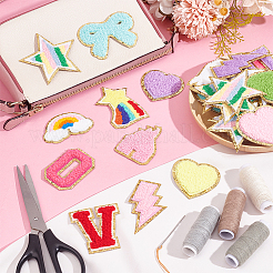 30Pcs 30 Styles Towel Cloth Computerized Embroidery Cloth Iron On/Sew On Patches&nbsp;DIY-PH0023-23