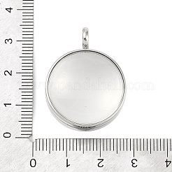 304ステンレススチールロケットペンダント  ガラスと  フラットラウンドのチャーム  ステンレス鋼色  31x24x14mm  穴：5mm&nbsp;STAS-S132-15P-03