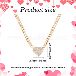 2Pcs 2 Colors Crystal Rhinestone Heart Pendant Necklaces Set with Alloy Curb Chains&nbsp;NJEW-AN0001-88