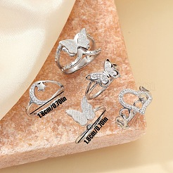 Stainless Steel Polymer Clay Rhinestone Cuff Rings/Finger Rings Sets&nbsp;FS-WG0D843-04