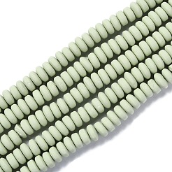 手作り樹脂粘土ビーズ連売り  ジュエリー工芸用品のDIY用  フラットラウンド  淡緑色  6~7x3mm  穴：1.5mm  約113~116個/連  15.55インチ〜16.14インチ（39.5~41cm）&nbsp;CLAY-N008-008-101