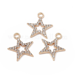 合金クリスタルラインストーンペンダント  スターのチャーム  ライトゴールド  20.5x17.5x2mm  穴：2.3mm&nbsp;FIND-C019-43KCG
