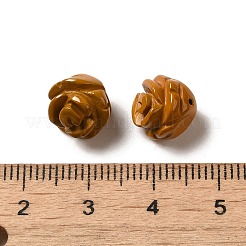 天然のモカイト彫刻の花が散りばめられたビーズ  ローズ  8.5~10x10x10.5mm  穴：1mm&nbsp;G-O156-B-29