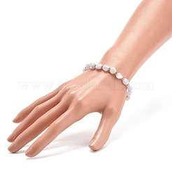 ナチュラル ブルー レース アゲート ラウンド ビーズ ストレッチ ブレスレット  女性のためのアクセサリー用原石のアクセサリー  内径：2インチ（5.1cm）&nbsp;BJEW-JB08197-01