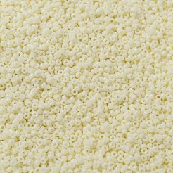 MIYUKIラウンドロカイユビーズ  日本製シードビーズ  （rr491)アイボリーパールセイロン光沢  15/0  1.5mm  穴：0.7mm  約5555PCS /ボトル  10 G /ボトル&nbsp;SEED-JP0010-RR0491