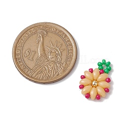 8色のシードビーズビーズチャーム8個  花のペンダント  ミックスカラー  17x13x4mm  穴：1.3mm  1pc /カラー&nbsp;PALLOY-MZ00369