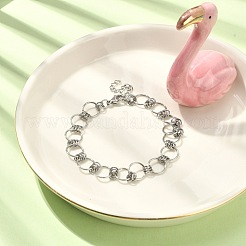 変色しない304ステンレススチールリングリンクチェーンブレスレット  ステンレス鋼色  7-5/8インチ（19.4cm）&nbsp;BJEW-TA00334-04