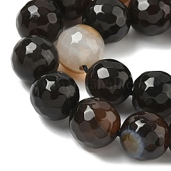 天然石瑪瑙ビーズ連売り  染め＆加熱  多面カット  ラウンド  コーヒー  10mm  穴：0.8mm  約37個/連  14.96''（38センチメートル）&nbsp;G-M437-C01-01Y