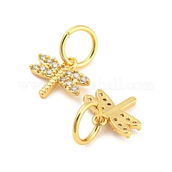 Brass Micro Pave Clear Cubic Zirconia Charms&nbsp;ZIRC-L091-073G