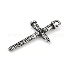 316サージカルステンレスペンダント  クロスチャーム  アンティークシルバー  33.5x16.5x4.5mm  穴：2.2mm&nbsp;STAS-G349-25AS