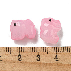 手作りの透明ガラスビーズ  手描きのビーズ  エナメル  象  ピンク  11x9.5x14.5mm  穴：1.2~1.4mm&nbsp;GLAA-N0028-01C