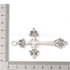 クロスチベットスタイル合金ビッグペンダント  カドミウムフリー＆鉛フリー  アンティークシルバー  67x40x3mm  穴：4mm&nbsp;X-TIBEP-Q058-04AS-LF