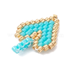 ガラスシードビーズペンダント  混合色  ハート  20x14x3.5mm  穴：2.5mm&nbsp;PALLOY-MZ00882-02