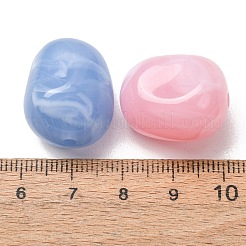 ツートンカラーの天然石風アクリルビーズ  不規則な楕円形  ミックスカラー  22x18x17mm  穴：3mm  約115個/500g&nbsp;AC-CBA7B05-34