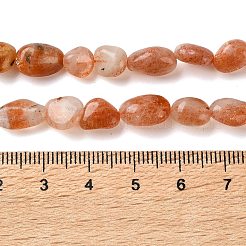 天然石サンストーンビーズ連売り  ナゲッツビーズ  タンブルストーン  7.5~13.5x7~9.5x4~7mm  穴：0.6~0.8mm  約42~44個/連  15.47~15.55インチ（39.3~39.5cm）&nbsp;G-L608-A04-02
