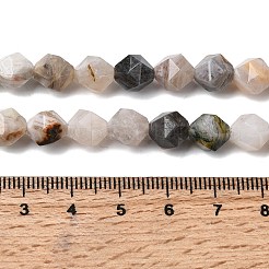 天然石バンブーアゲート竹葉瑪瑙ビーズ連売り  スターカットラウンドビーズ  多面カット  7~8x7~8x7~8mm  穴：1mm  約46~47個/連  14.72''~15''（37.4~38.1センチメートル）&nbsp;G-Z119-A27-02