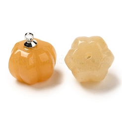 Natural Topaz Jade Pumpkin Charms with Platinum Tone Brass Bails&nbsp;G-C158-06P-02