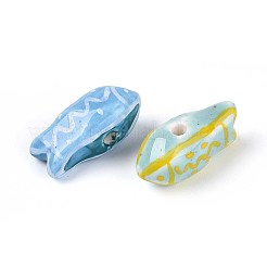 ハンドメイドの磁器セラミックビーズ  手描き  ファミーユスタイルバラ  魚  ミックスカラー  22~23x10~11.5x9.5~10mm  穴：1.8~2.5mm&nbsp;PORC-T133-28M