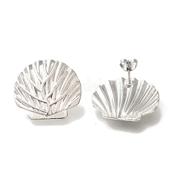 Rack Plating Shell Shape Brass Stud Earrings&nbsp;EJEW-H016-35P