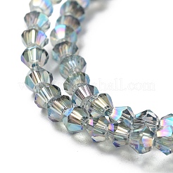 電気メッキガラスビーズセット  フルメッキ  多面カット  双円錐形  ティール  3.5~3.8x3mm  穴：1mm  約107~110個/連  32.5~34cm&nbsp;EGLA-J026-3mm-F10