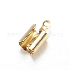 イオンプレーティング（IP）304ステンレススチールコードエンド  エンドキャップ  ゴールドカラー  12x6.5x6.5mm  穴：1.2mm&nbsp;STAS-G130-58G