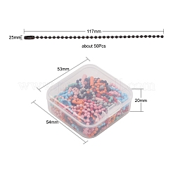 50個のスプレー塗装された鉄球チェーン  タグチェーン  ミックスカラー  11.7x0.25cm  50個/箱&nbsp;CH-YW0002-01