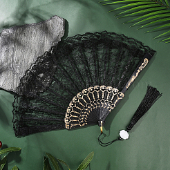 1Pc Plastic & Cloth Fans&nbsp;AJEW-SP0003-76