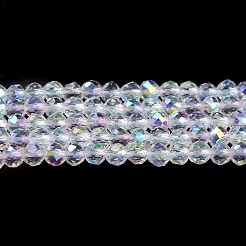 電気メッキガラスビーズセット  ABカラーメッキ  多面カットラウンド  透明  3x2.5mm  穴：0.7mm  約130~135個/連  12.99~14.17インチ（33~36cm）&nbsp;GLAA-H021-01B-AB01