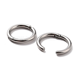 201ステンレススチールクリップオンイヤリング  低刺激性のイヤリング  リング  ステンレス鋼色  19x2.5mm&nbsp;EJEW-Z014-01F-P01