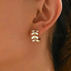 201 Stainless Steel Leaf Stud Earrings&nbsp;HA6240-2