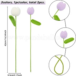 2個 2色 綿編み造花  装飾アクセサリー  チューリップ  ミックスカラー  420x55~65mm&nbsp;AJEW-FG0001-91