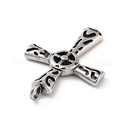 レトロな304ステンレススチールの大きなペンダント  クロスチャーム  アンティークシルバー  52.5x36x7mm  穴：4.5mm&nbsp;STAS-I205-12AS