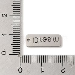変色しない201ステンレススチールペンダント  レーザー切断  夢のチャーム付き長方形  ステンレス鋼色  17x6x1mm  穴：1.5mm&nbsp;STAS-E217-39C-P